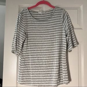 Oversized gray and white striped tee